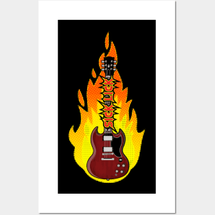 Sick Lick Guitar in Flames Posters and Art